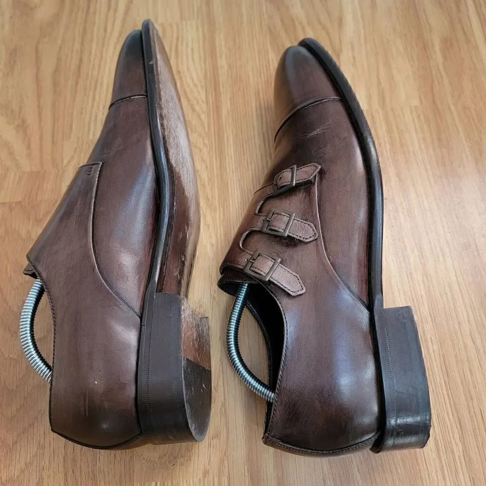 Paul Fredrick Leather Monk Straps  Dress Shoes 10.5
